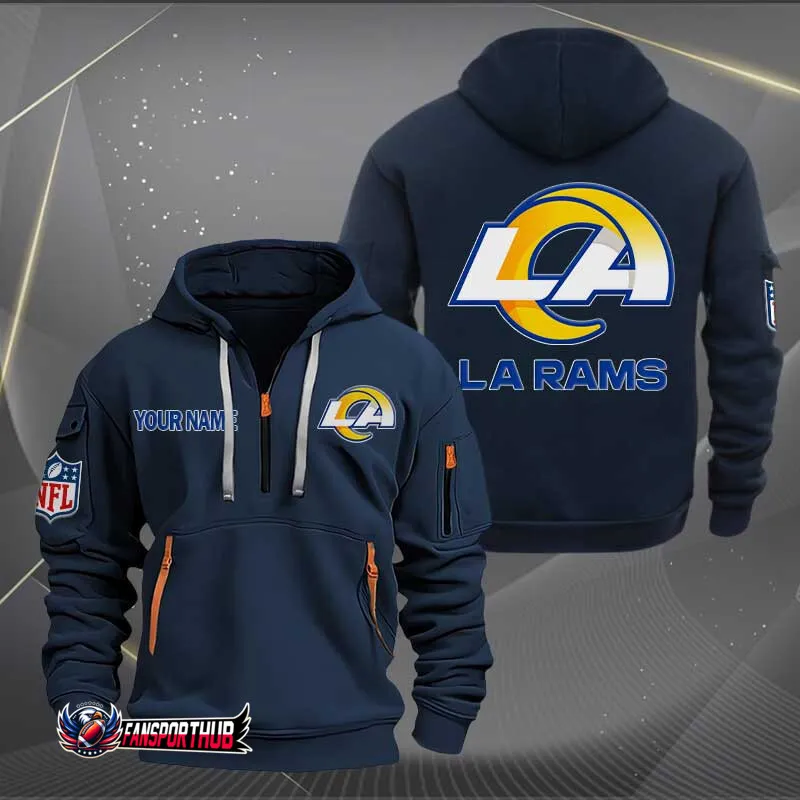 Los Angeles Rams Personalized Quarter Zip Hoodie