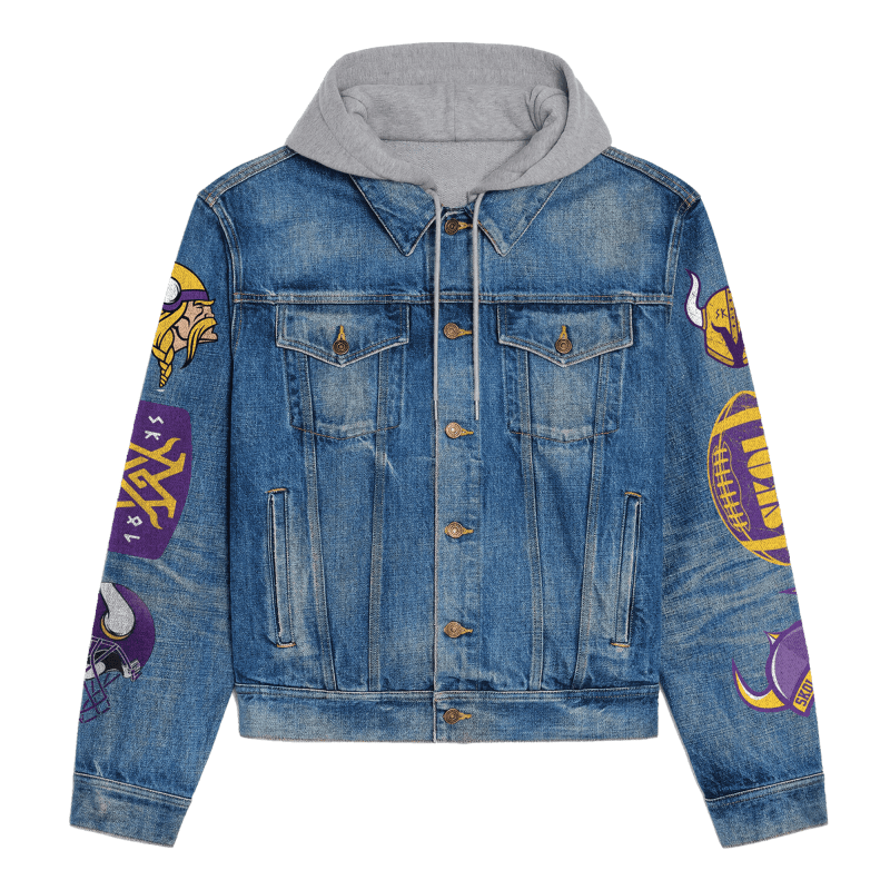 Back Design of Minnesota Vikings Hooded Denim Jacket