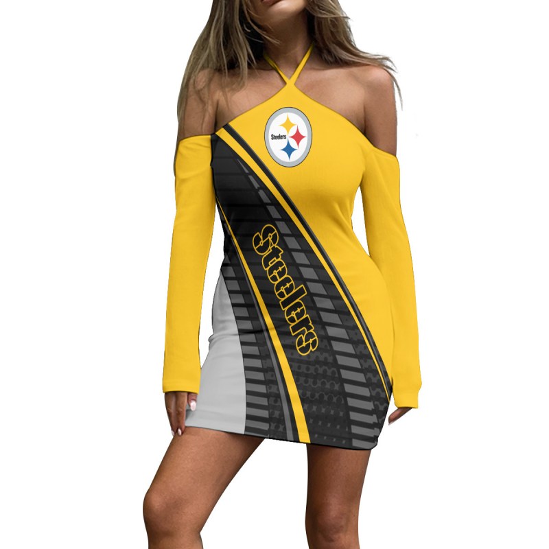 Pittsburgh Steelers Halter Lace-up Dress Side View
