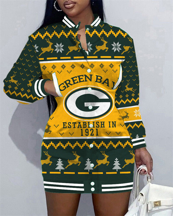 Green Bay Packers Women Button Down Jacket Dress