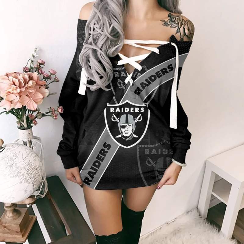 Las Vegas Raiders Personalized Lace-Up Sweatshirt