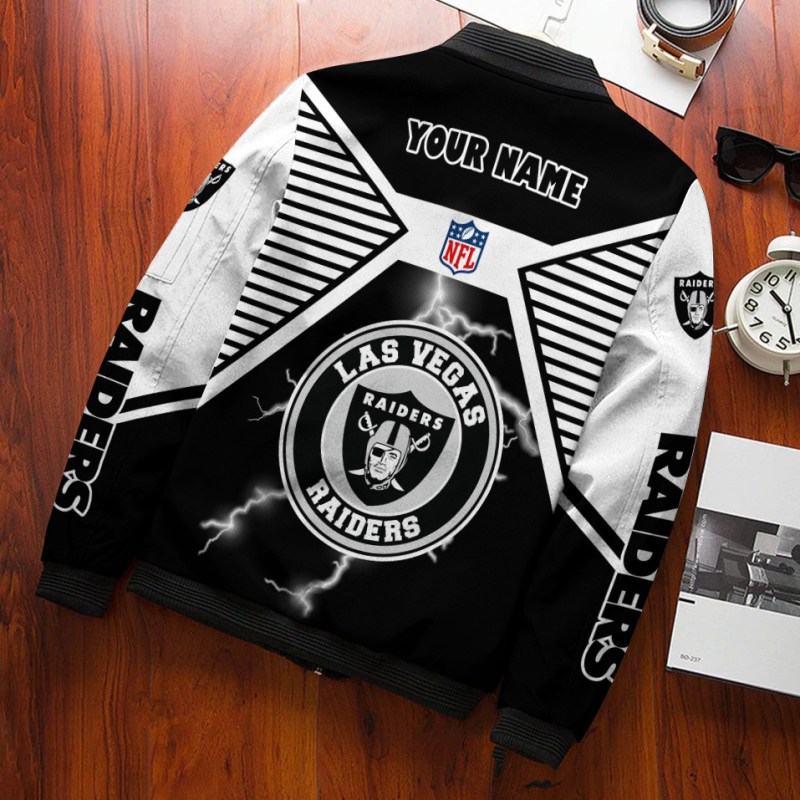 Las Vegas Raiders Bomber Jacket in action!
