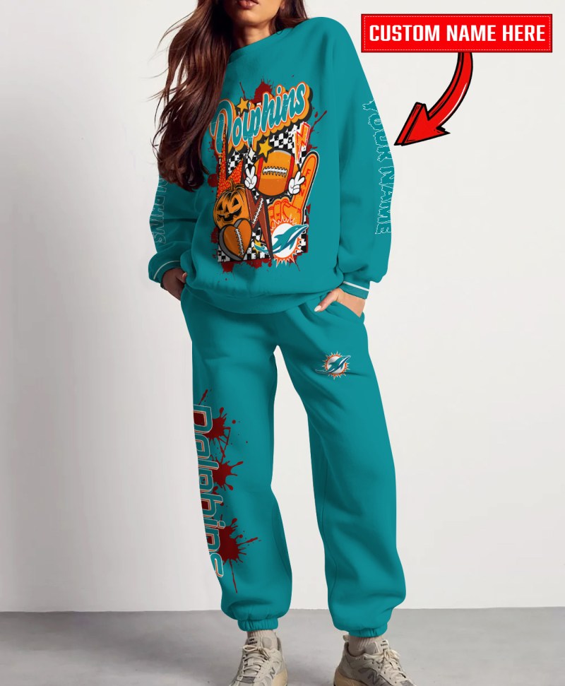 Miami Dolphins Halloween Collection Sweatshirt and Sweatpants Set