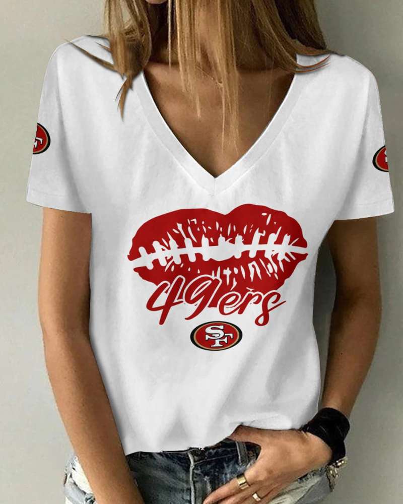 San Francisco 49ers Summer V-neck Women T-shirt