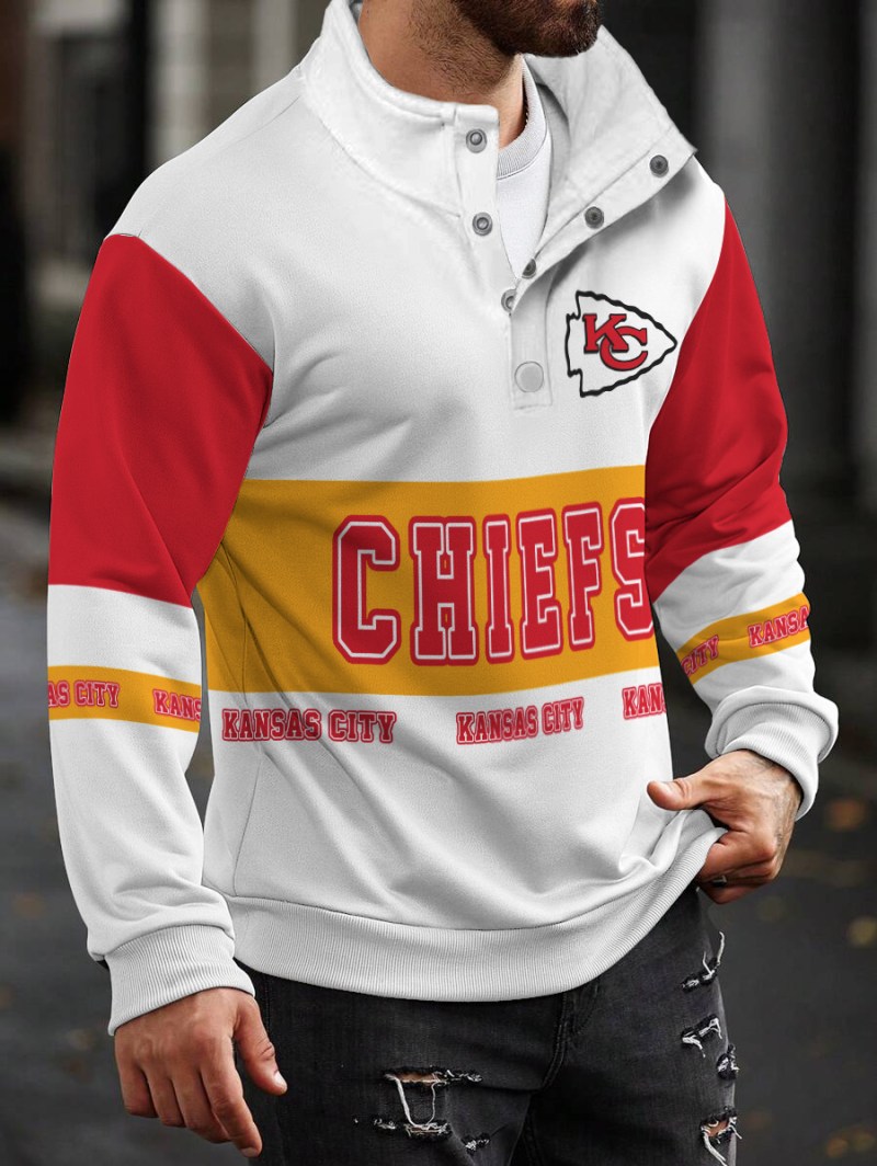 Kansas City Chiefs Casual Colorful Stand Collar Sweatshirt