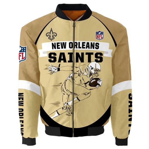 New Orleans Saints Bomber Jacket Graphic Player Running