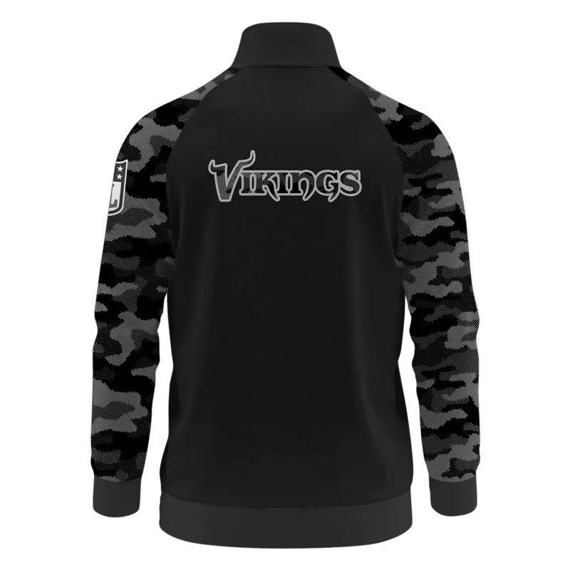 Minnesota Vikings Premium Unisex Camo Stand Collar Jacket - detailed design