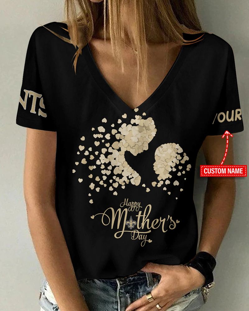 New Orleans Saints Women's Happy Mother's Day V-Neck T-Shirt