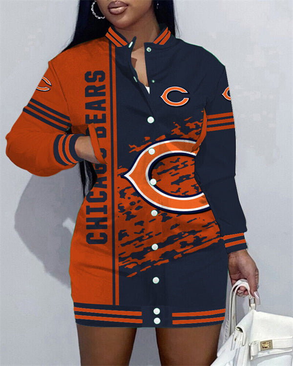 Chicago Bears Women Button Down Jacket Dress