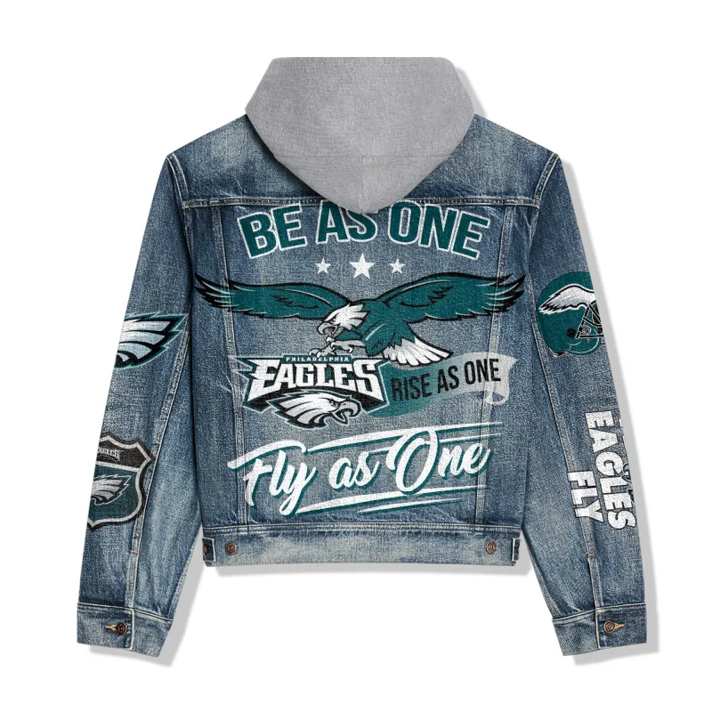 Philadelphia Eagles Premium Hooded Denim Jacket - Details