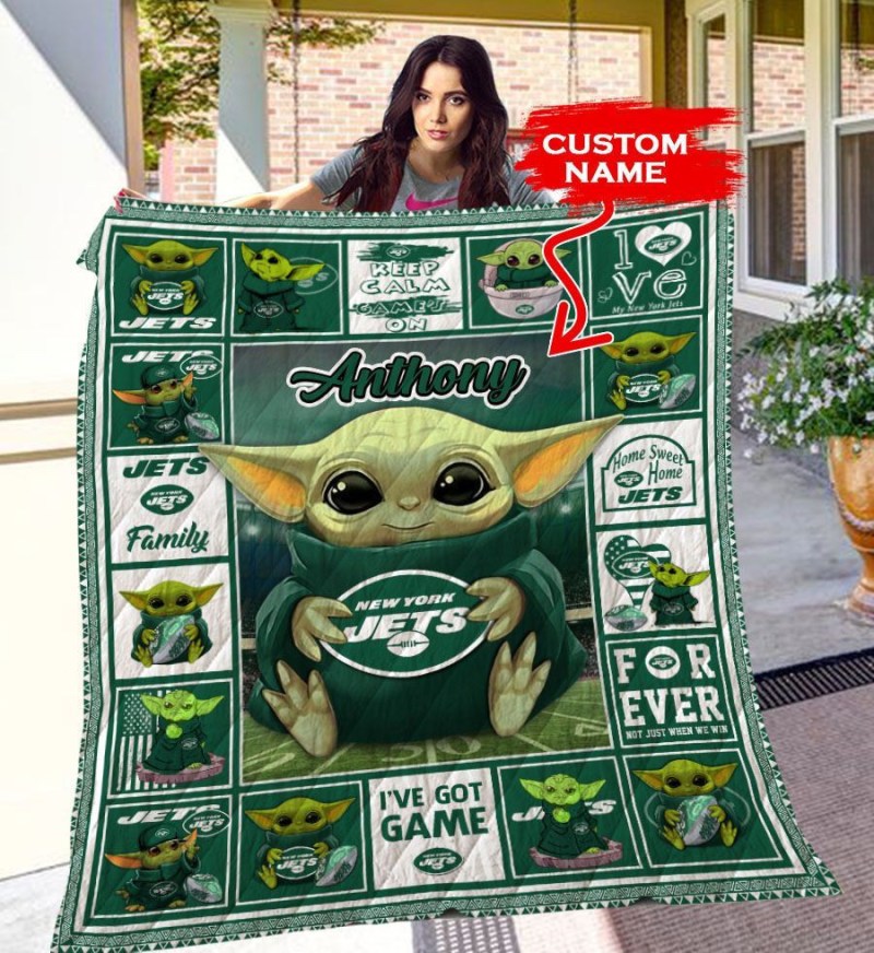 New York Jets Personalized Premium Quilt Front View