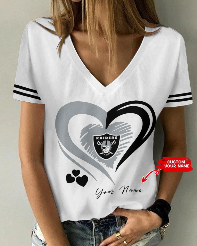 Las Vegas Raiders Personalized Summer V-neck Women T-shirt