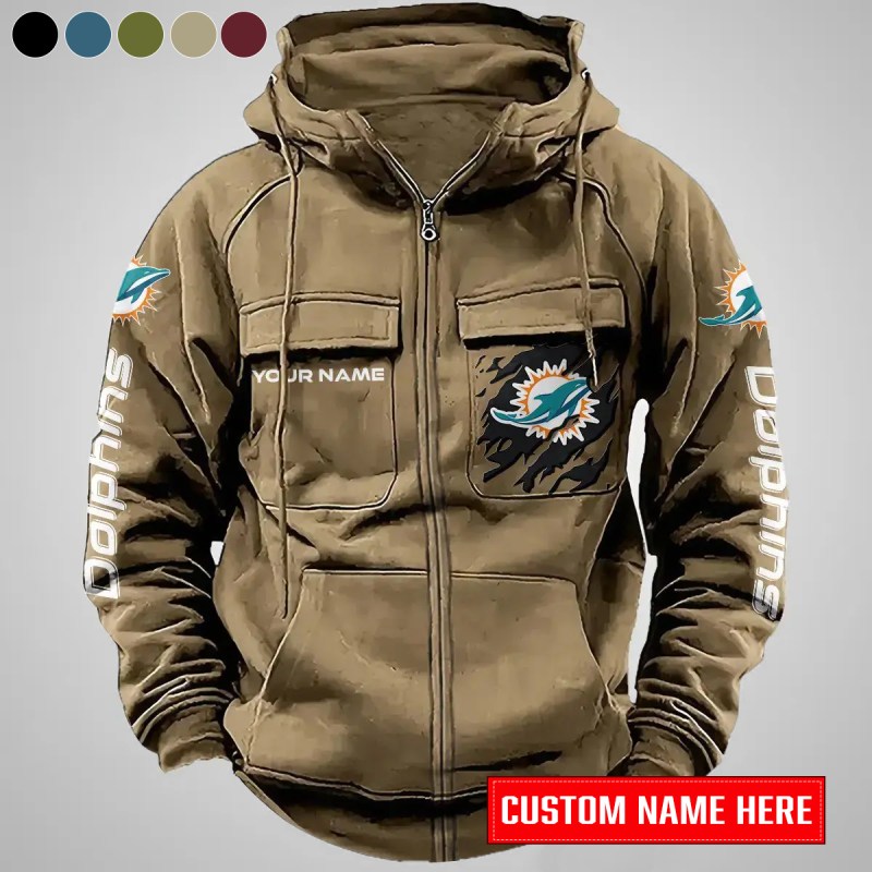 Miami Dolphins Hoodie Khaki