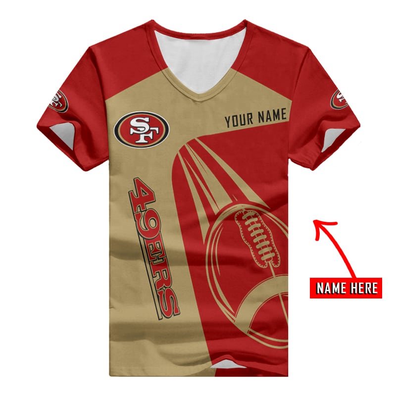 San Francisco 49ers Personalized V-neck Women T-shirt - Side View