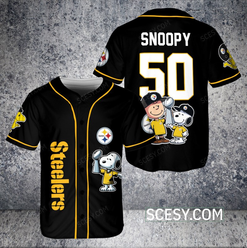 Pittsburgh Steelers Peanut Snoopy Champion Baseball Jersey