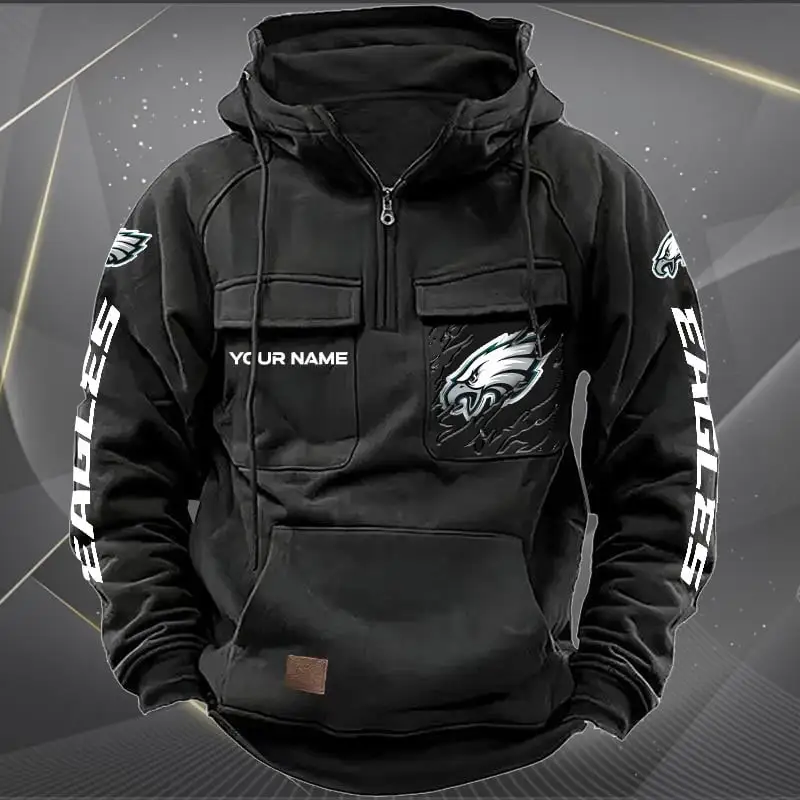 Philadelphia Eagles Multi-Pockets Zip Hoodie