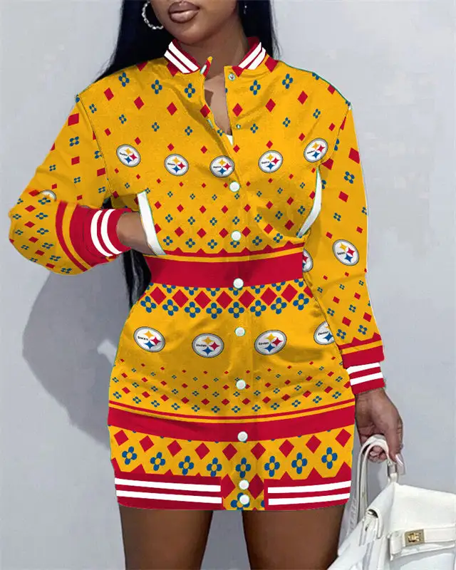 Pittsburgh Steelers Women's Button Down Jacket Dress