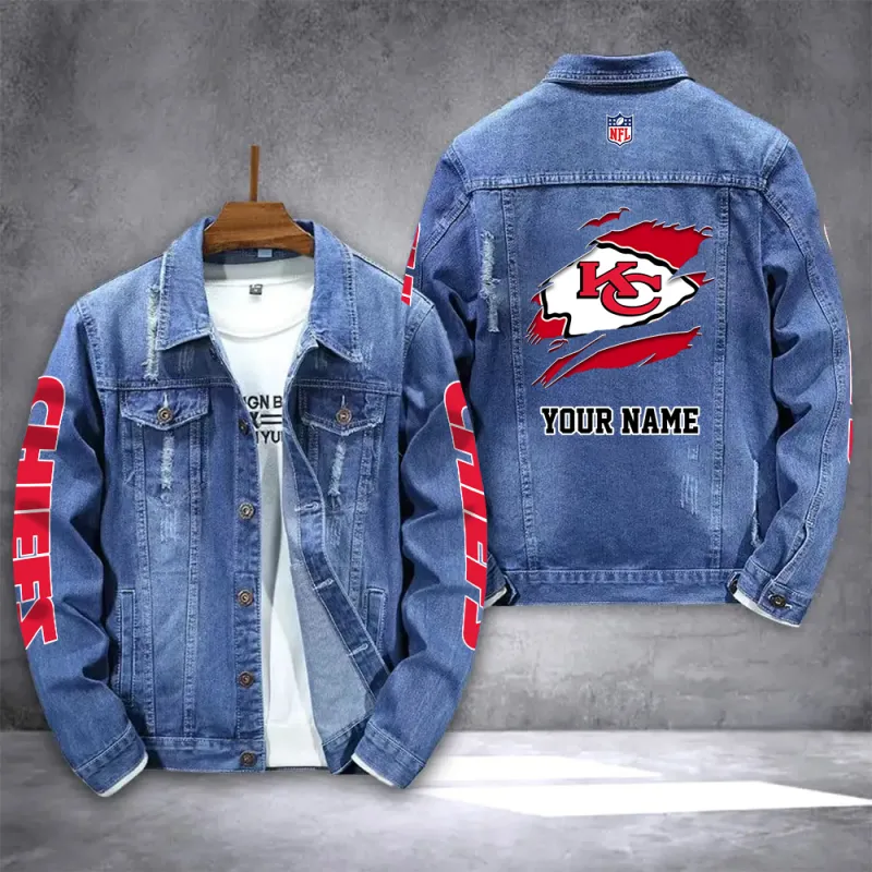 Kansas City Chiefs Denim Jacket Front View
