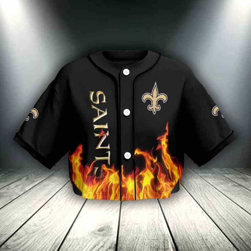 New Orleans Saints Crop Top Baseball Jersey