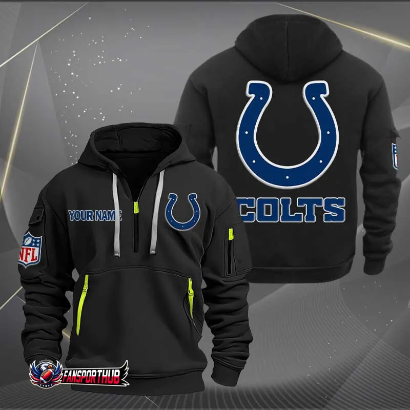 Indianapolis Colts Personalized Quarter Zip Hoodie