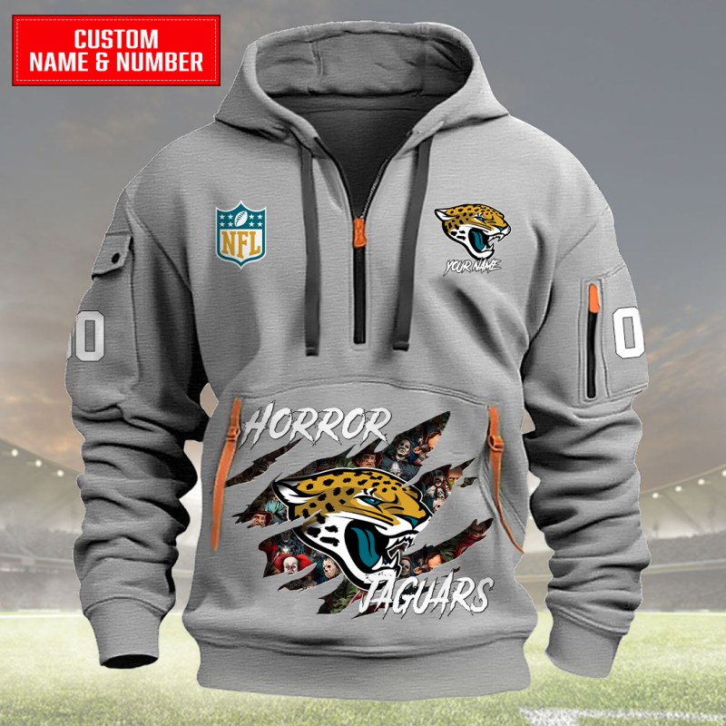 Jacksonville Jaguars Quarter Zip Hoodie Light Gray