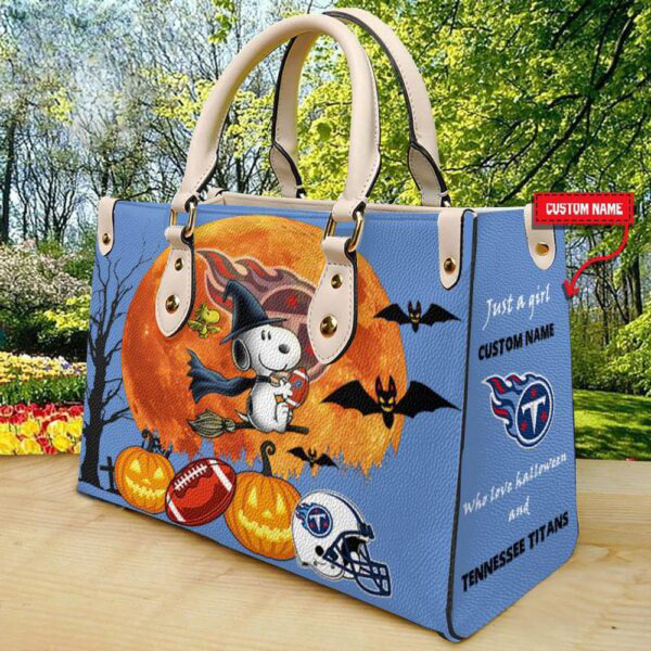 Custom Name Tennessee Titans NFL Snoopy Halloween Women Leather
