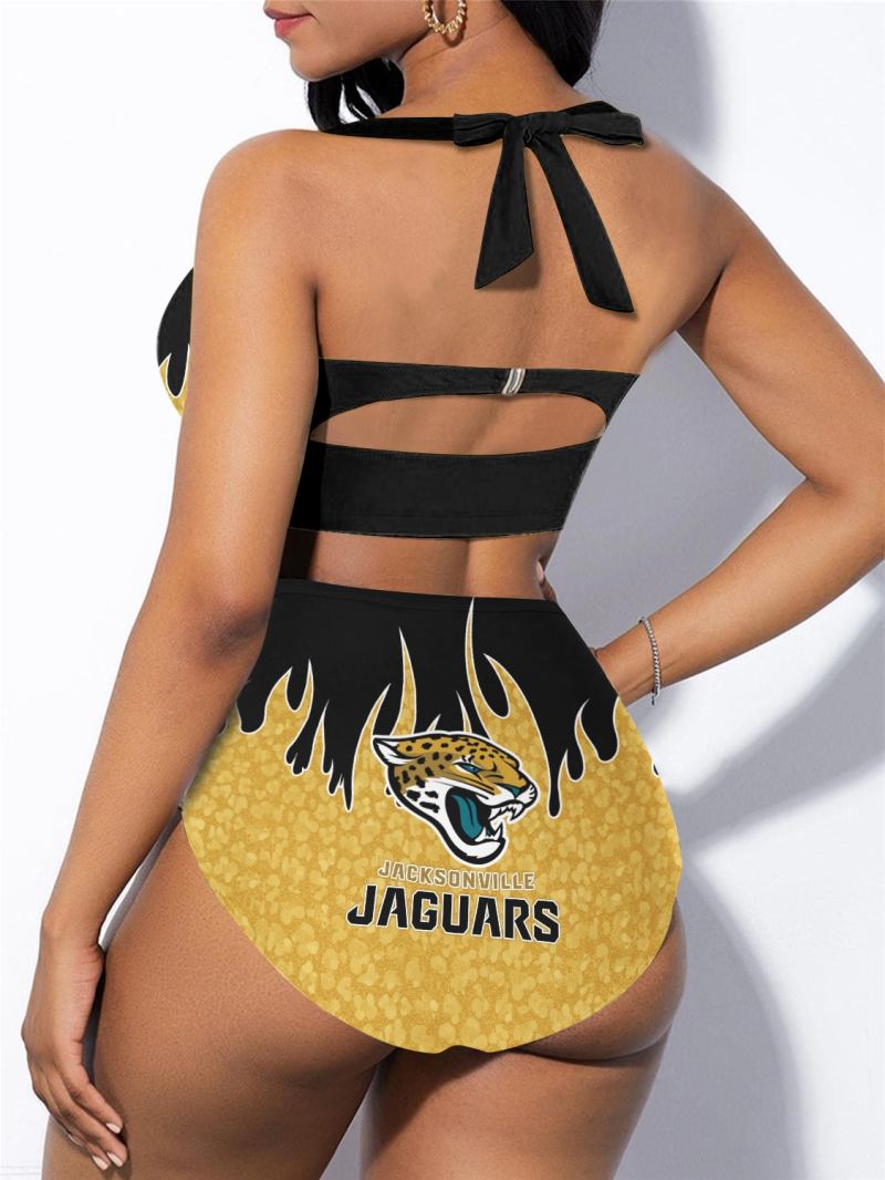 Jacksonville Jaguars Sexy Print Bikini Swimsuit Back View