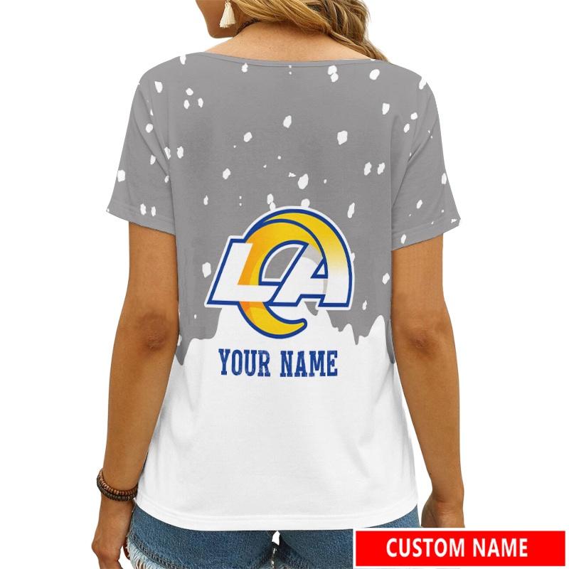 Los Angeles Rams Personalized V-neck T-shirt Back View