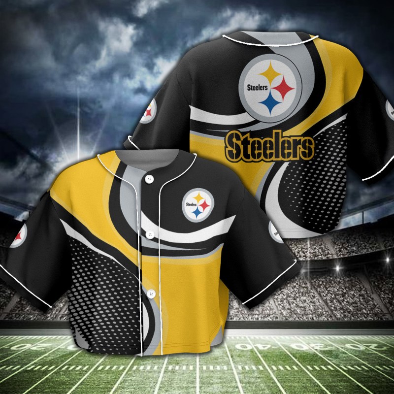 Pittsburgh Steelers Crop Top Baseball Jersey