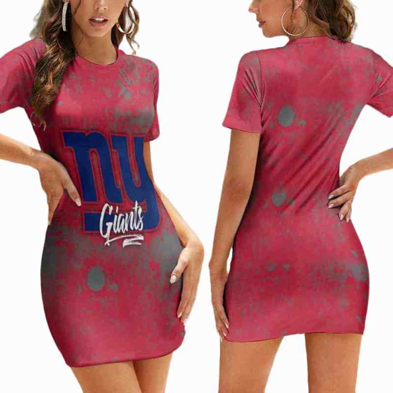 New York Giants Short Sleeve Bodycon Mini Dress
