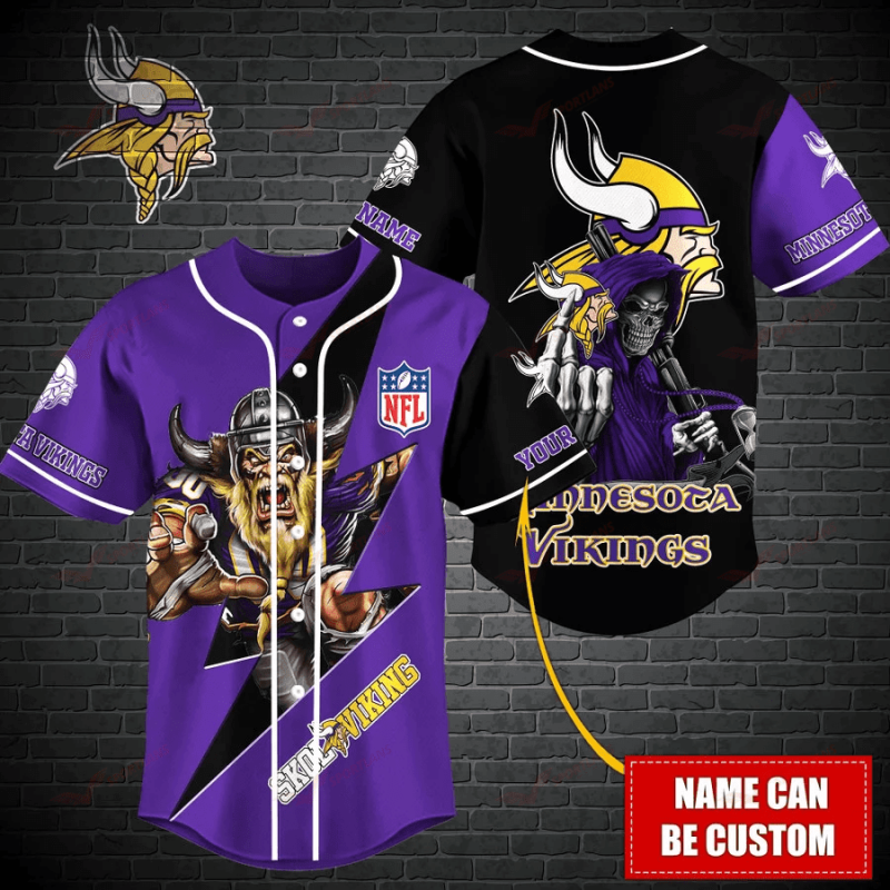 Minnesota Vikings Personalized Baseball Jersey