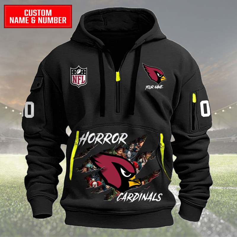Arizona Cardinals Quarter Zip Hoodie - Black