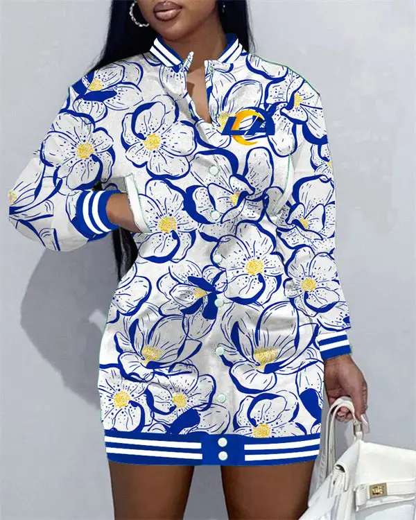 Los Angeles Rams Women Button Down Jacket Dress