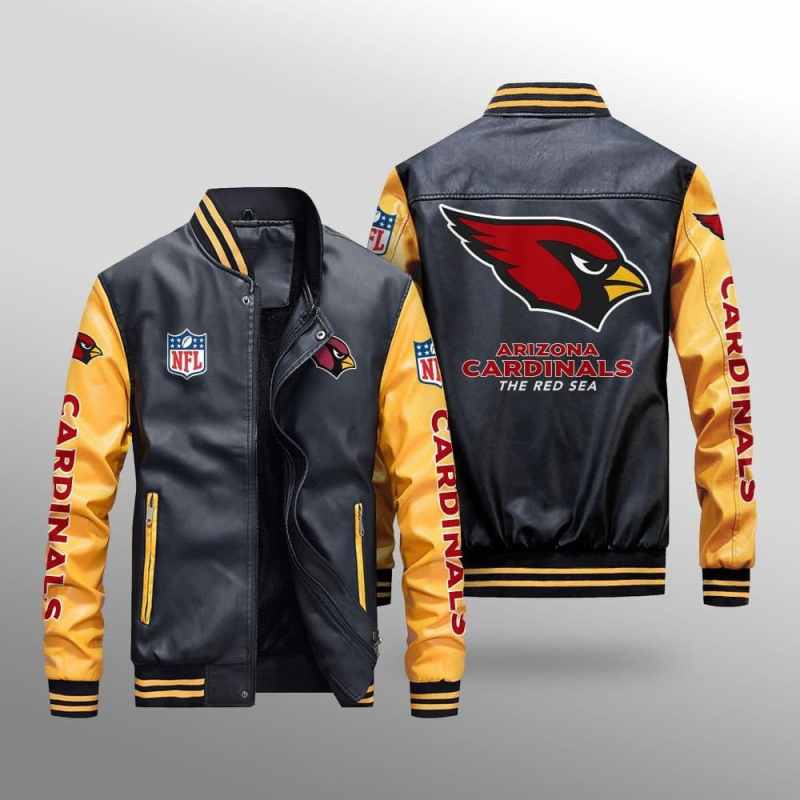 Arizona Cardinals Leather Bomber Jacket Back View