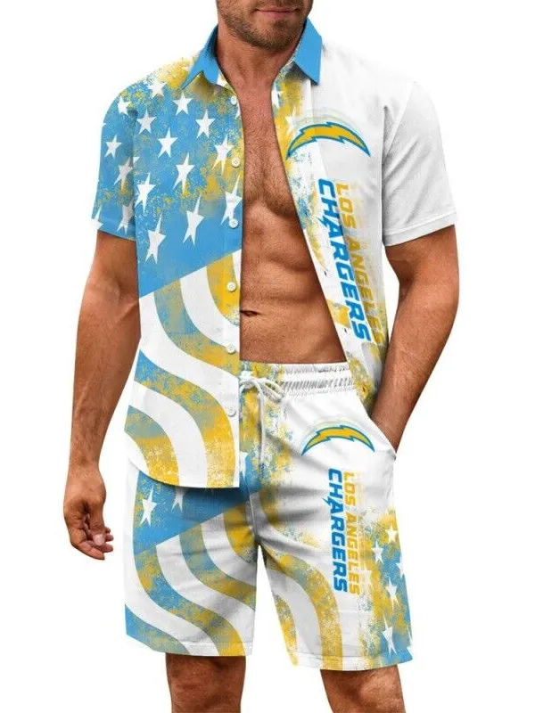 Los Angeles Chargers Hawaiian Shirt and Shorts Combo