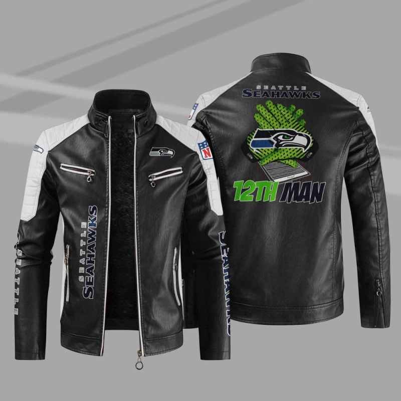 Seattle Seahawks Stand Collar Leather Jacket