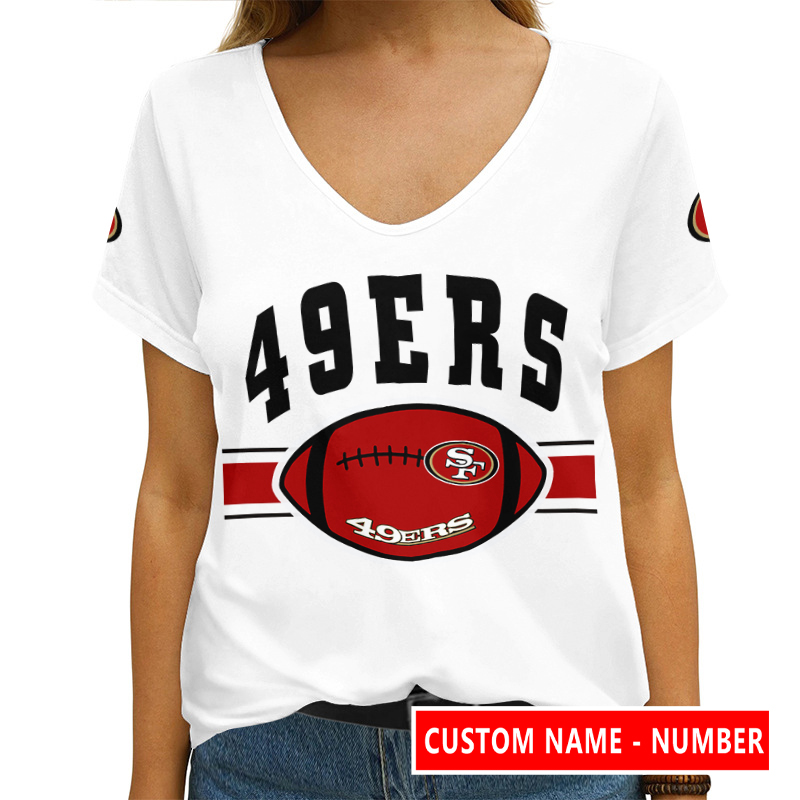 San Francisco 49ers Personalized V-neck T-shirt Detail