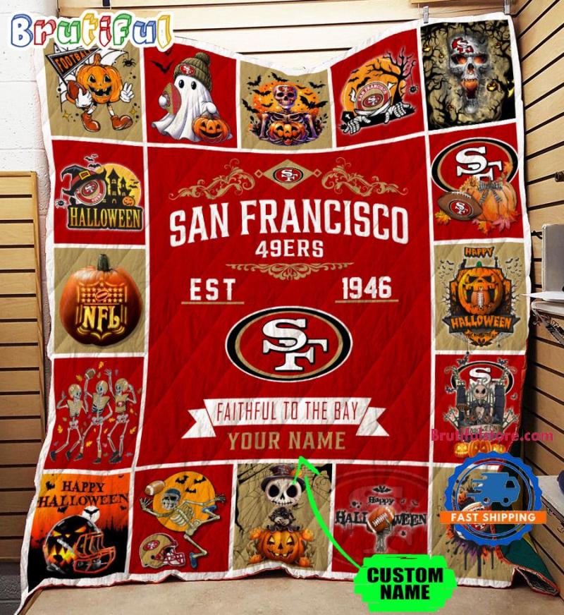 San Francisco 49ers Special Pumpkin Halloween Quilt Blanket