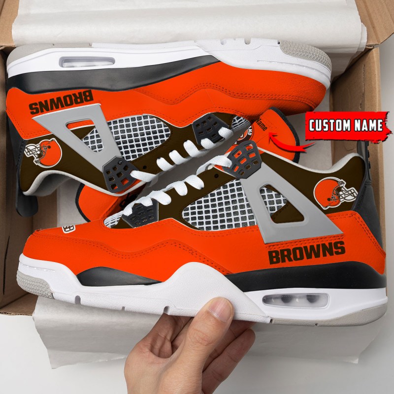 Cleveland Browns Personalized AJ4 Sneaker Front View