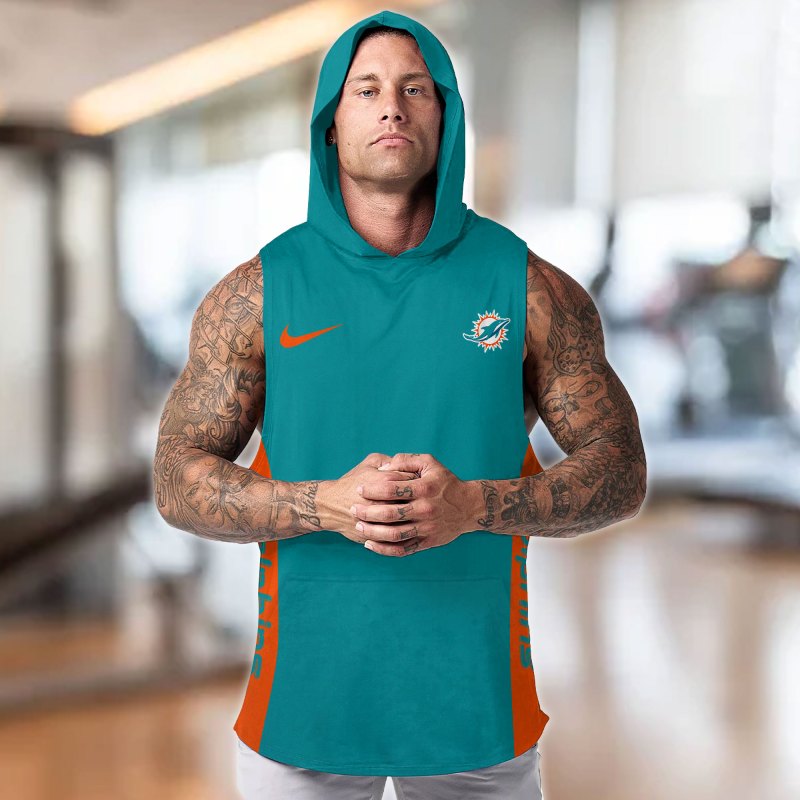 Miami Dolphins Hooded Tank Top Team Color Front View