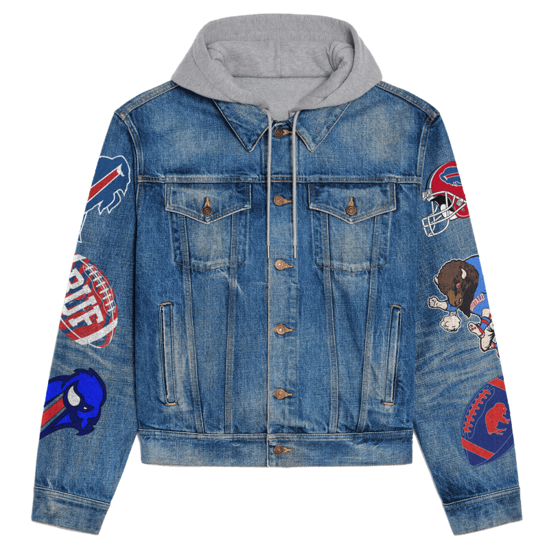 Buffalo Bills Premium Hooded Denim Jacket - Details View