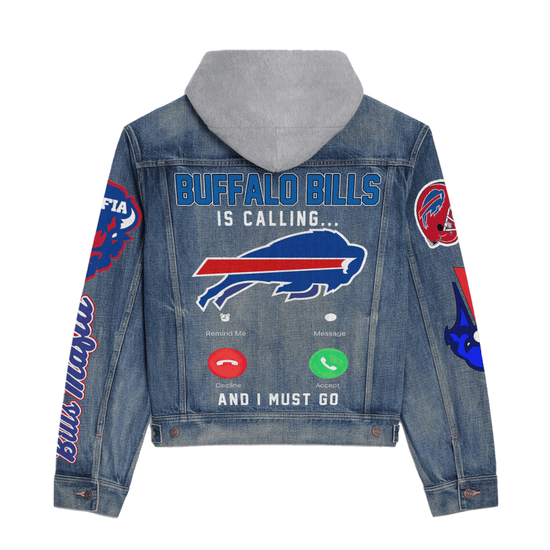 Buffalo Bills Hooded Denim Jacket Detail View