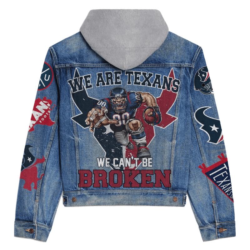 Houston Texans Premium Hooded Denim Jacket - Back View