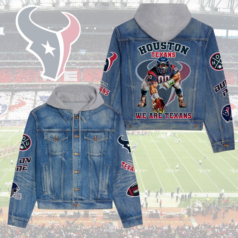 Houston Texans Premium Hooded Denim Jacket