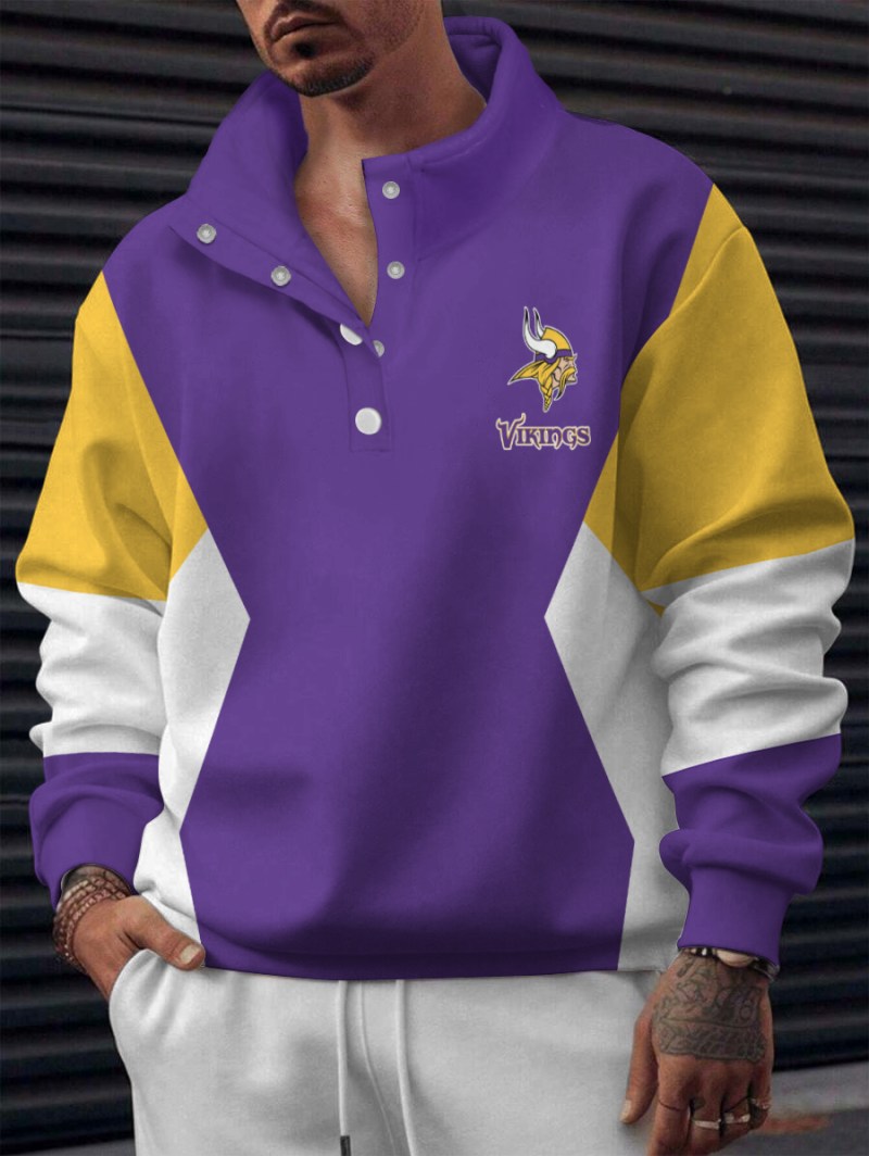 Minnesota Vikings Casual Colorful Stand Collar Sweatshirt