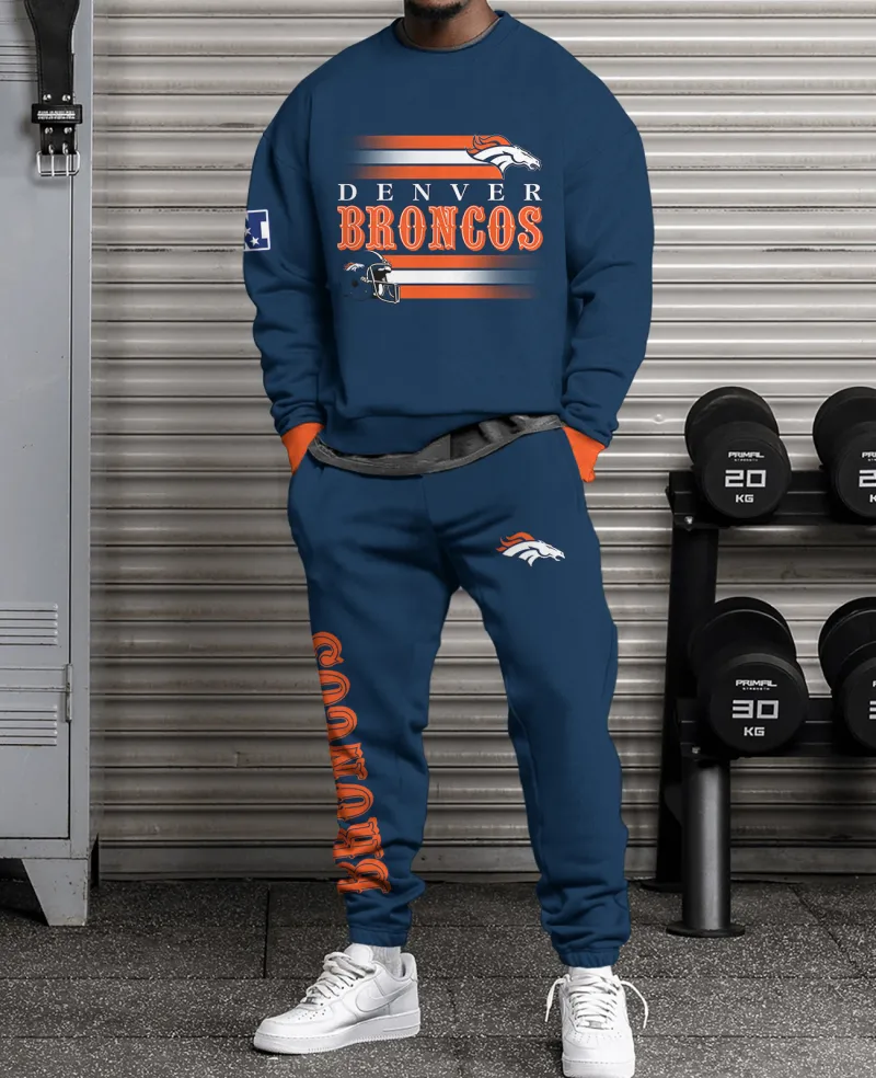 Denver Broncos Combo 3D Sweatsuit and Sweatpants