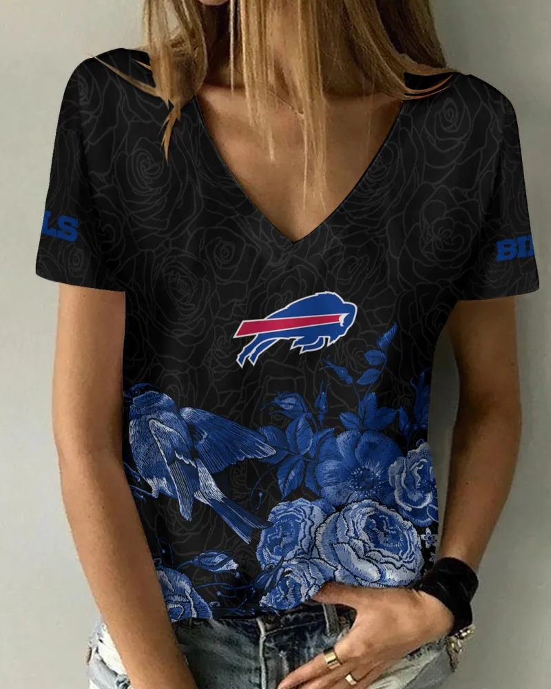 Buffalo Bills Summer V-neck Women T-shirt