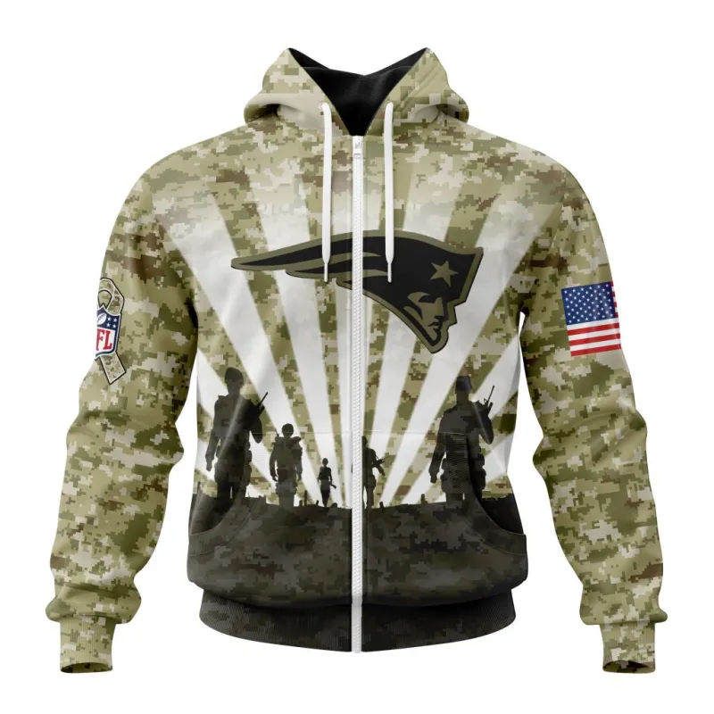 New England Patriots Hoodie Zip Front