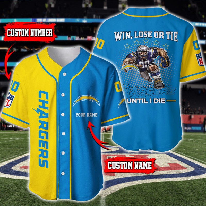 Los Angeles Chargers Personalized Baseball Jersey