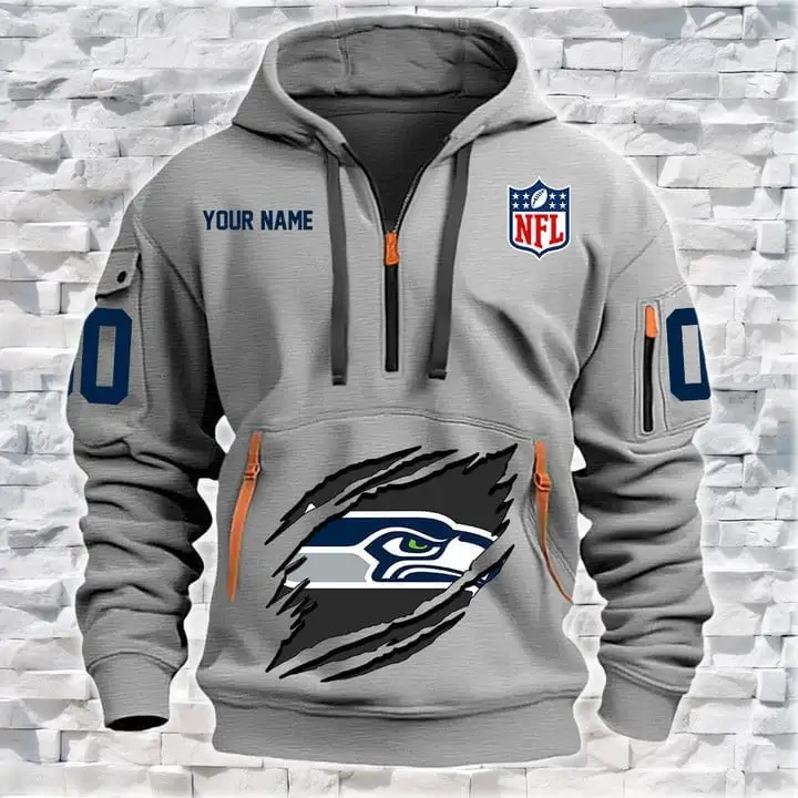 Seattle Seahawks Personalized Quarter Zip Hoodie